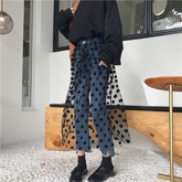 Jeans mit hoher Taille und Tüll-Polka-Dots